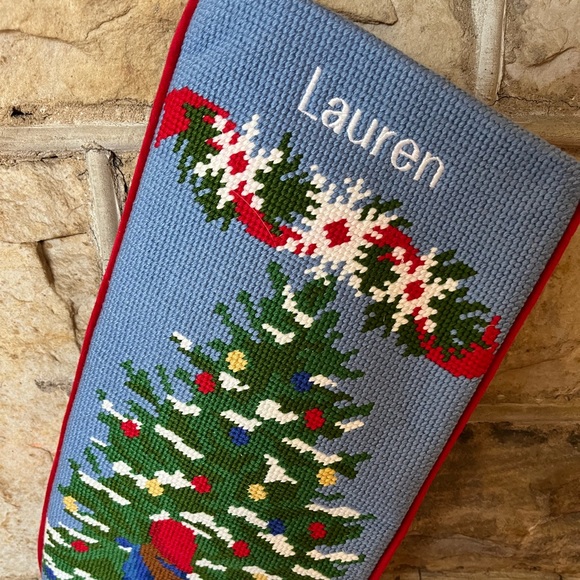 L.L. Bean Needlepoint Stocking “Lauren” - Picture 2 of 3